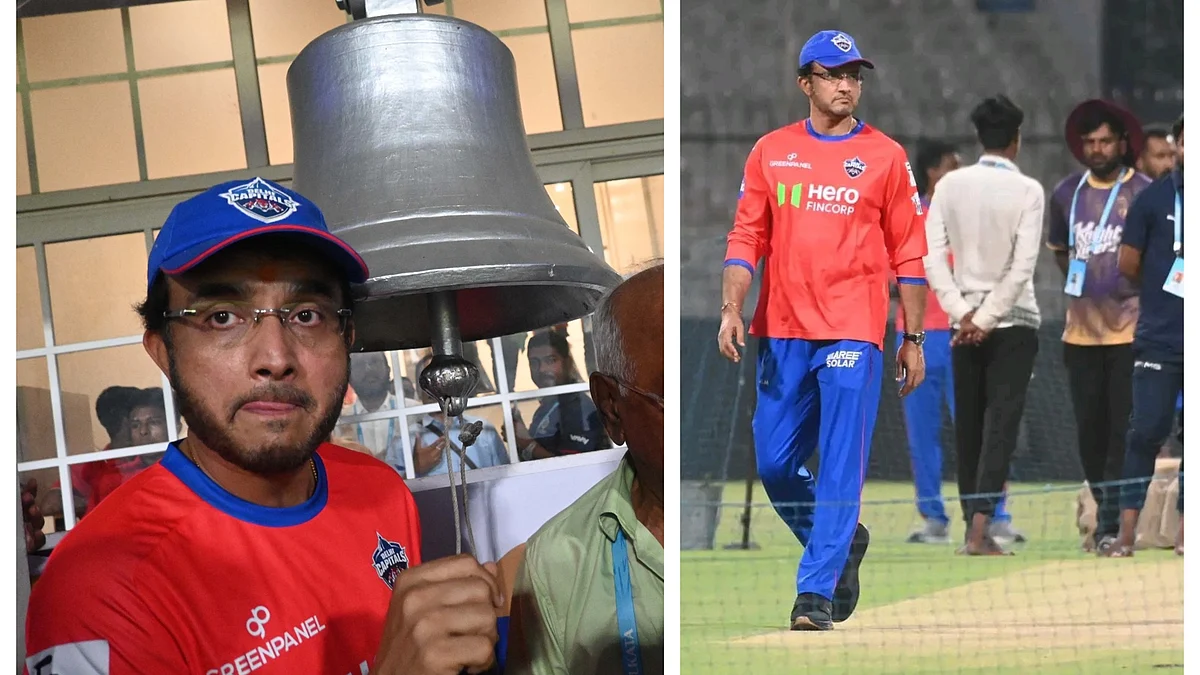 Sourav Ganguly rings the ceremonial bell ahead of the IPL match at Eden. 