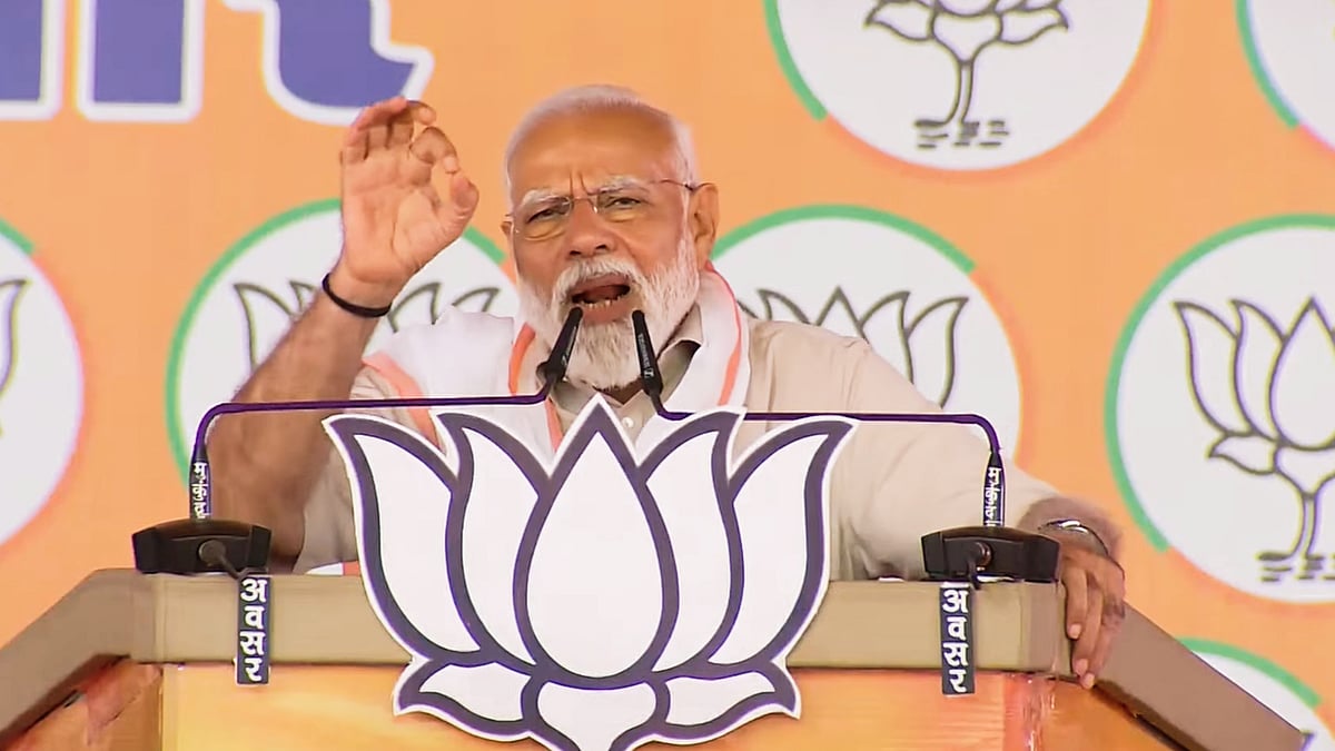 PM Narendra Modi at an election rally (photo: PTI)
