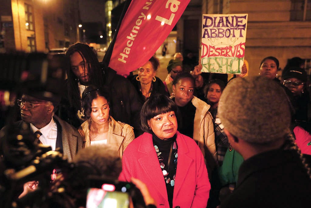 MP Diane Abbott talks to the media (photo: Alishia Abodunde via Getty Images)