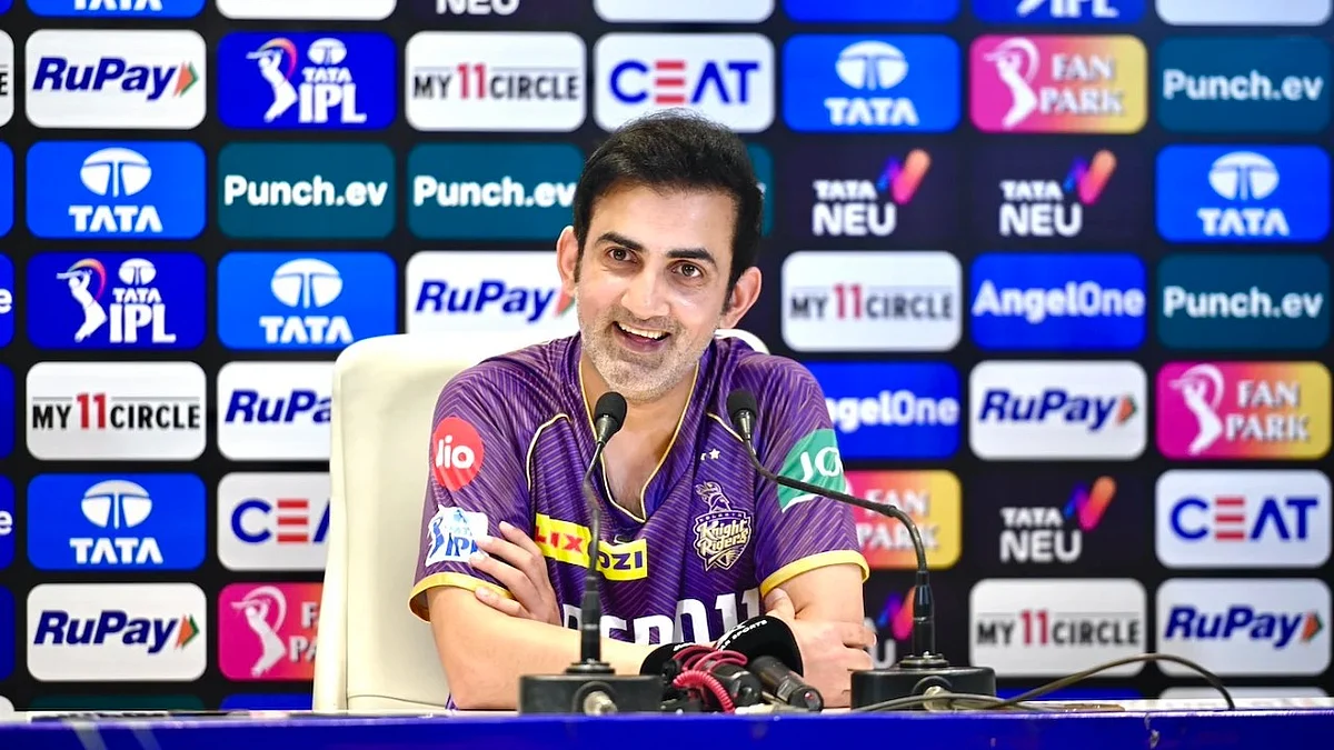 Gautam Gambhir at a press meet (photo courtesy: KKR)