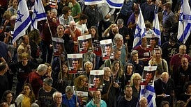 More than a thousand people gathered in Caesarea near a private villa belonging to Netanyahu (photo: IANS)