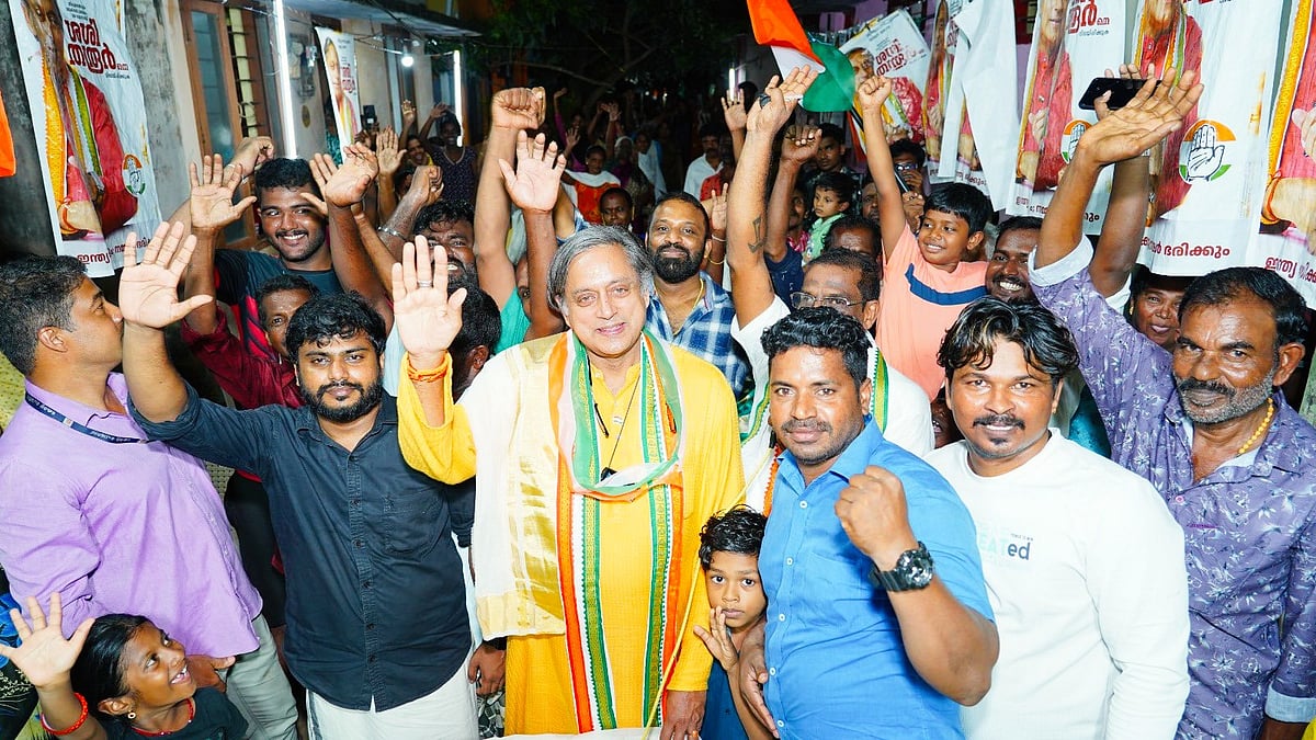 File photo of Shashi Tharoor on the campaign trail