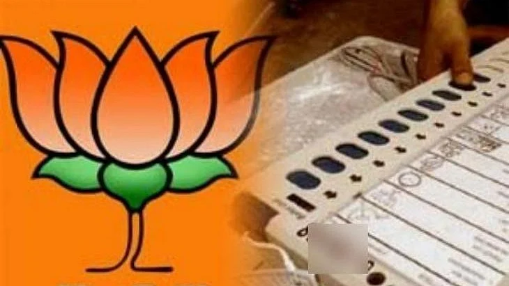 Representative image of BJP's lotus symbol and an EVM