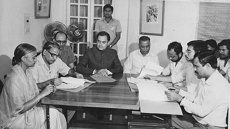 Rajiv Gandhi (pictured middle) was killed by a suicide bomber on 21 May, 1991