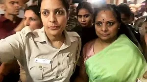K Kavitha being produced at Delhi court on 12 April (photo: IANS)