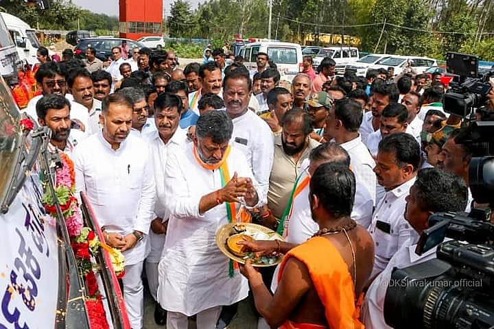 D.K. Shivakumar at Kurudumale Ganesha Temple in 2023