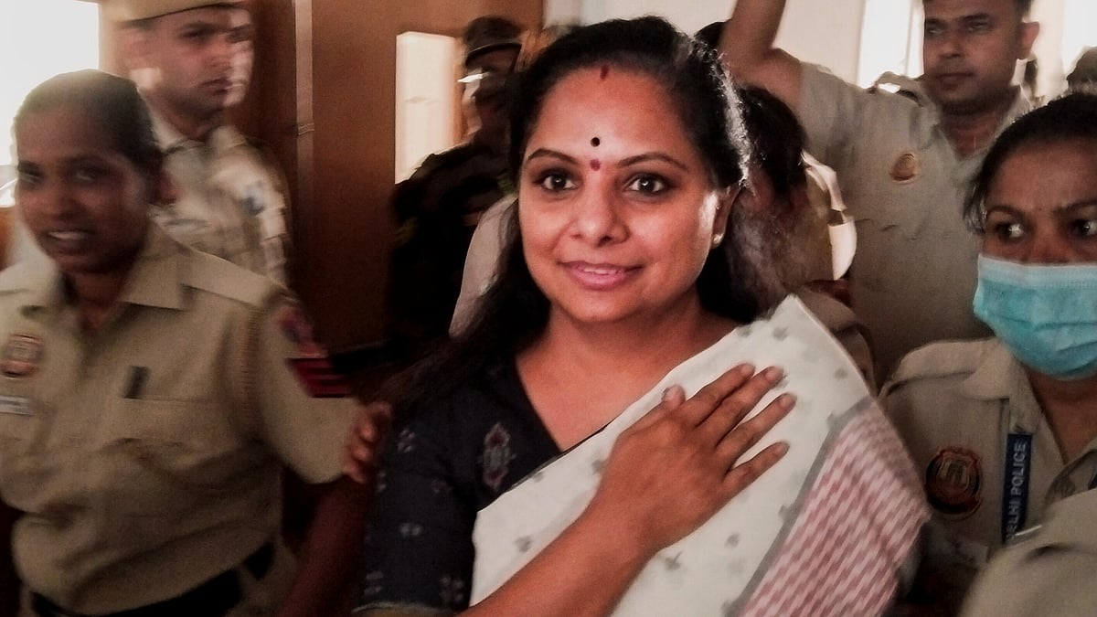BRS leader K Kavitha being taken to Tihar Jail in New Delhi on 26 March (photo: PTI)