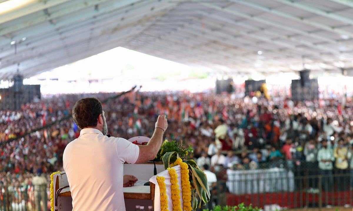 Rahul Gandhi addresses an election rally in Maharashtra's Sakoli on Saturday, 13 April 2024