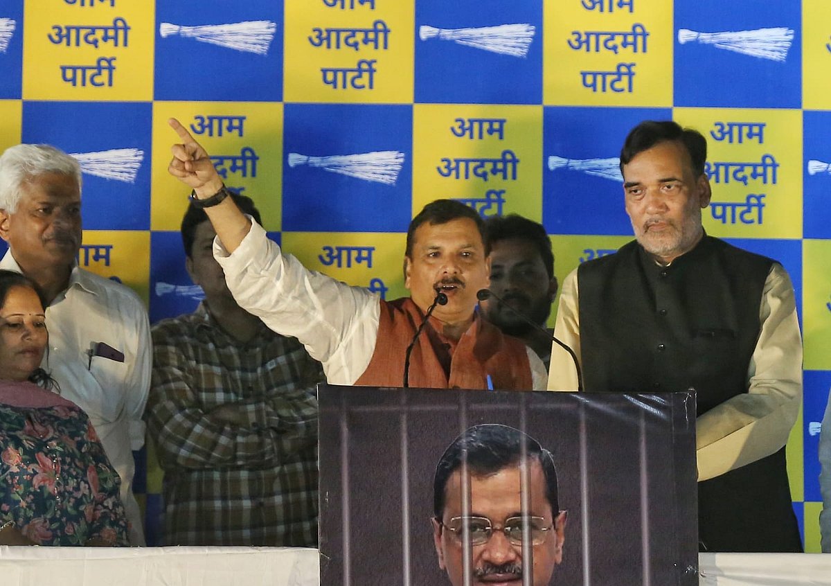 "This is time for struggle. Arvind Kejriwal zindabad. Our jailed leaders will also come out soon," asserted Singh (photo: Vipin/National Herald)