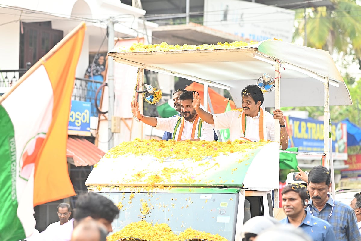 AICC general secretary K.C. Venugopal (right) on the campaign trail for the Congress in Kerala, April 2024 (photo courtesy @kcvenugopalmp/X)