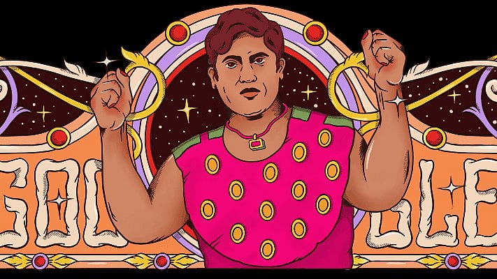 Google commemorates Hamida Banu by putting up a colourful doodle on its homepage (photo: google)