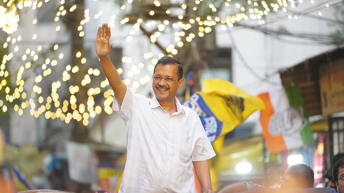 Delhi chief minister Arvind Kejriwal of the Aam Aadmi Party out campaigning on bail (photo courtesy @ArvindKejriwal/X) 