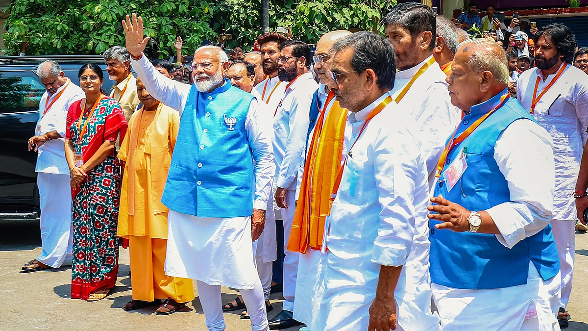 PM Modi in Varanasi after filing his nomination (photo: PTI) 