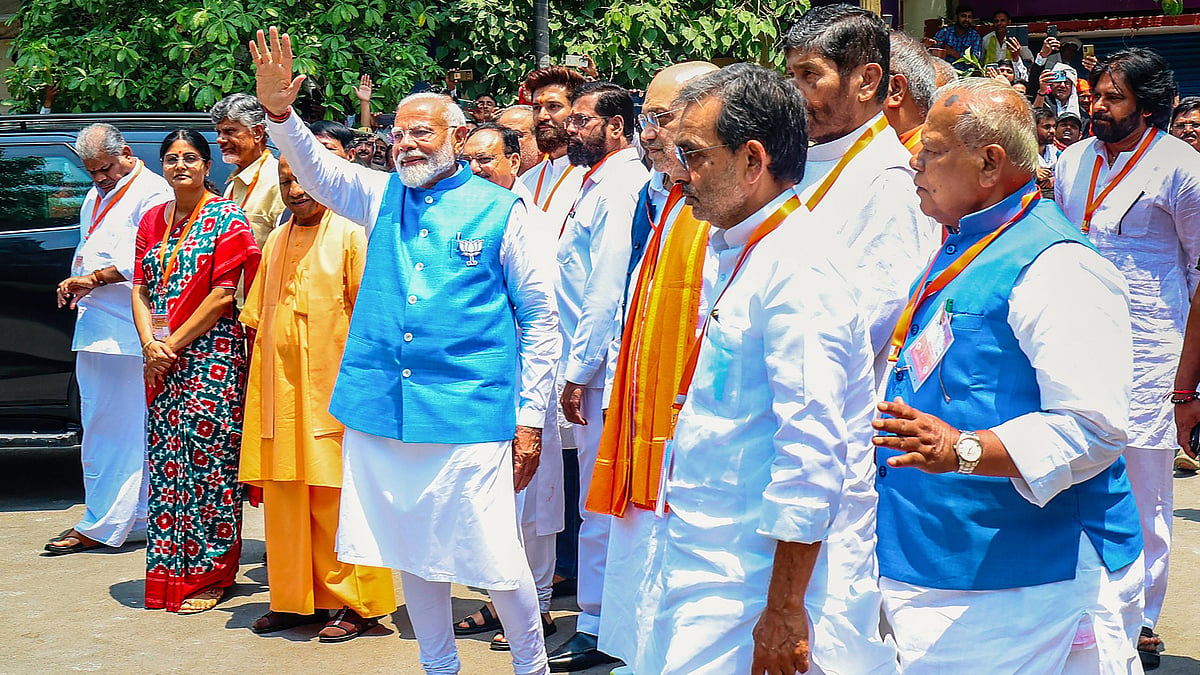 PM Modi in Varanasi after filing his nomination (photo: PTI) 