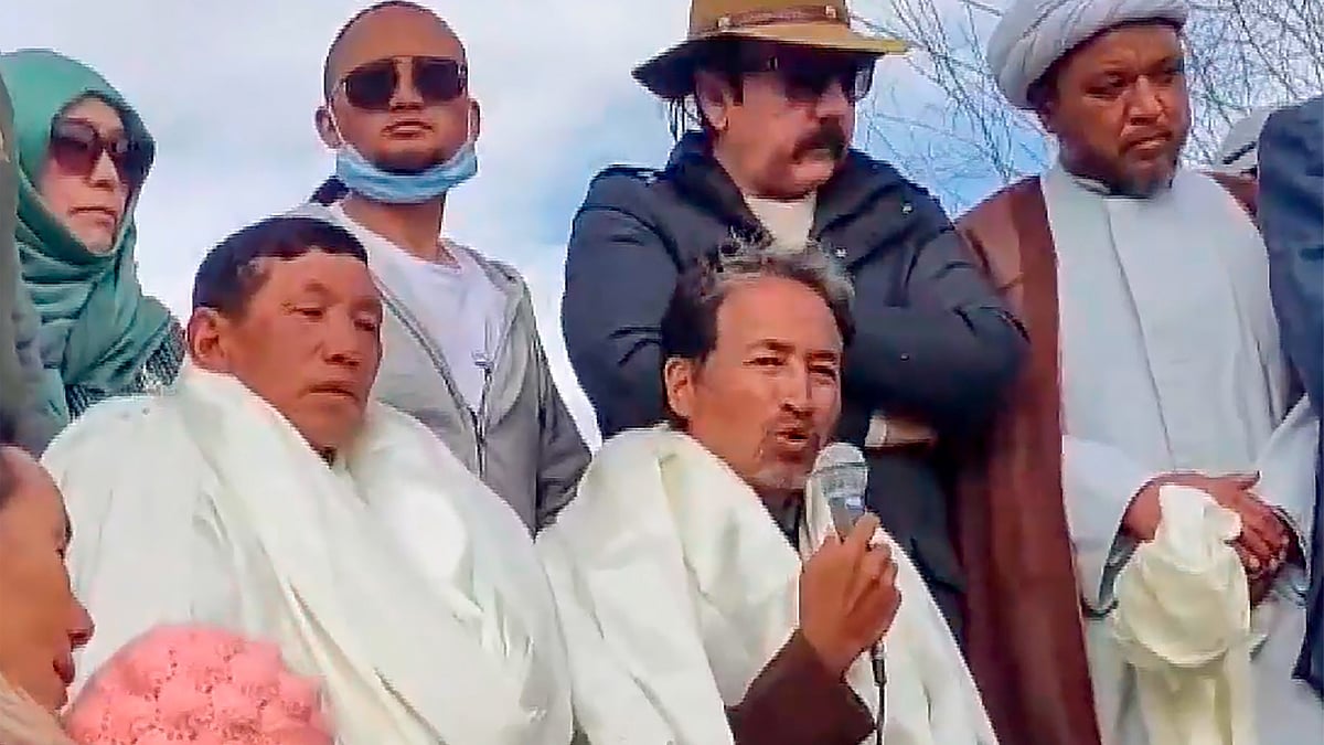 Climate activist Sonam Wangchuk during the hunger strike in Leh on 26 March (photo: PTI)