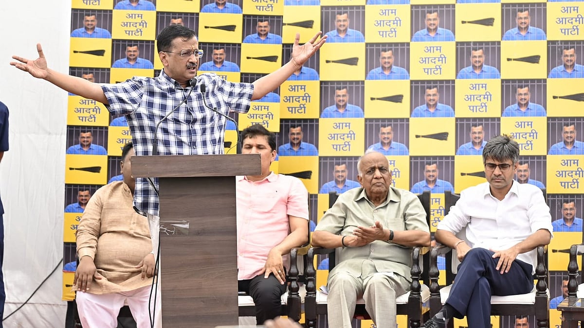 Arvind Kejriwal addresses a press conference in New Delhi on 11 May (photo: Vipin/National Herald)