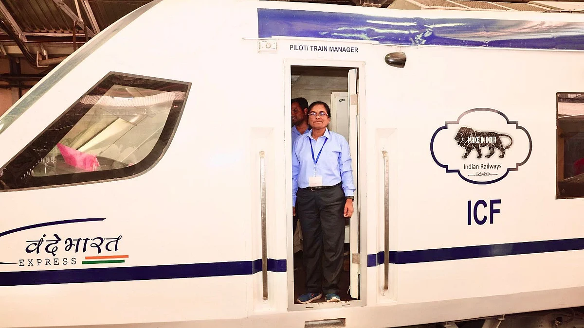 Representative image of Surekha Yadav, Asia's first woman loco pilot (photo courtesy @pankajbhatta/X)