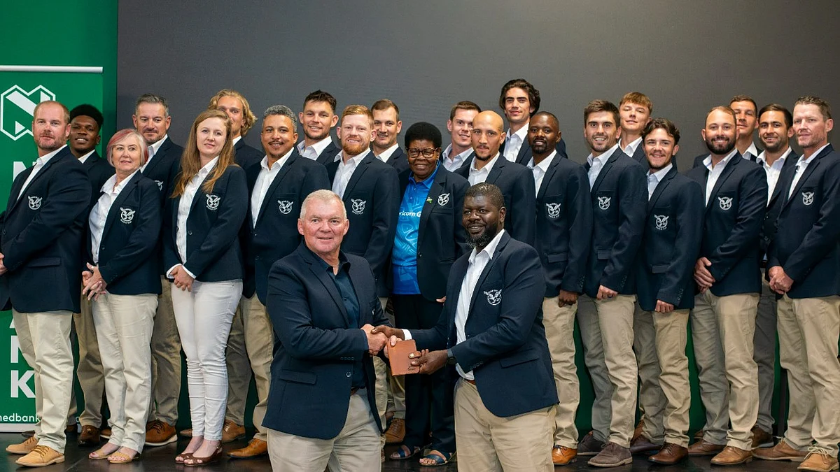 The Namibia team during a sendoff organised on 19 May 2024 (Photo: @CricketNamibia1)