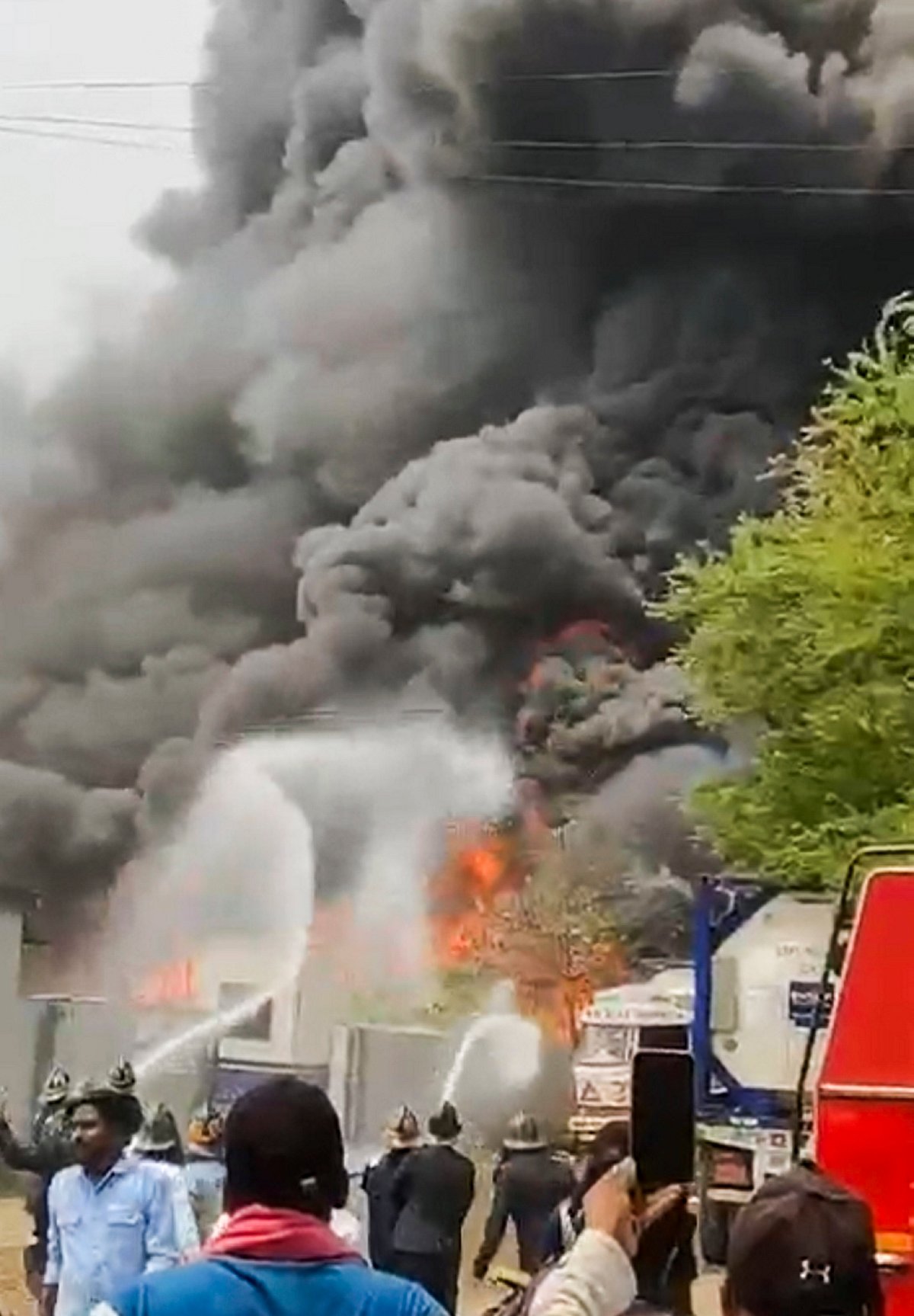 Firefighters at the spot of the boiler blast in a chemicals factory in Dombivli, Thane district (photo: PTI)