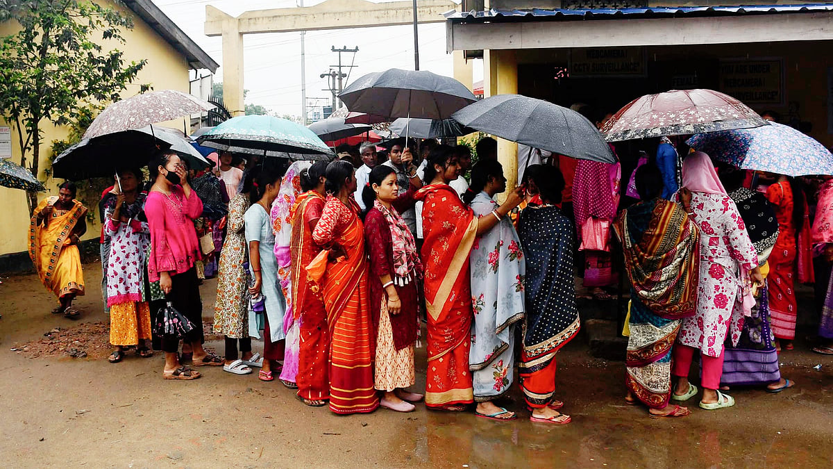 Voters during the third phase of the Lok Sabha elections, in Guwahati on 7 May (photo: PTI)