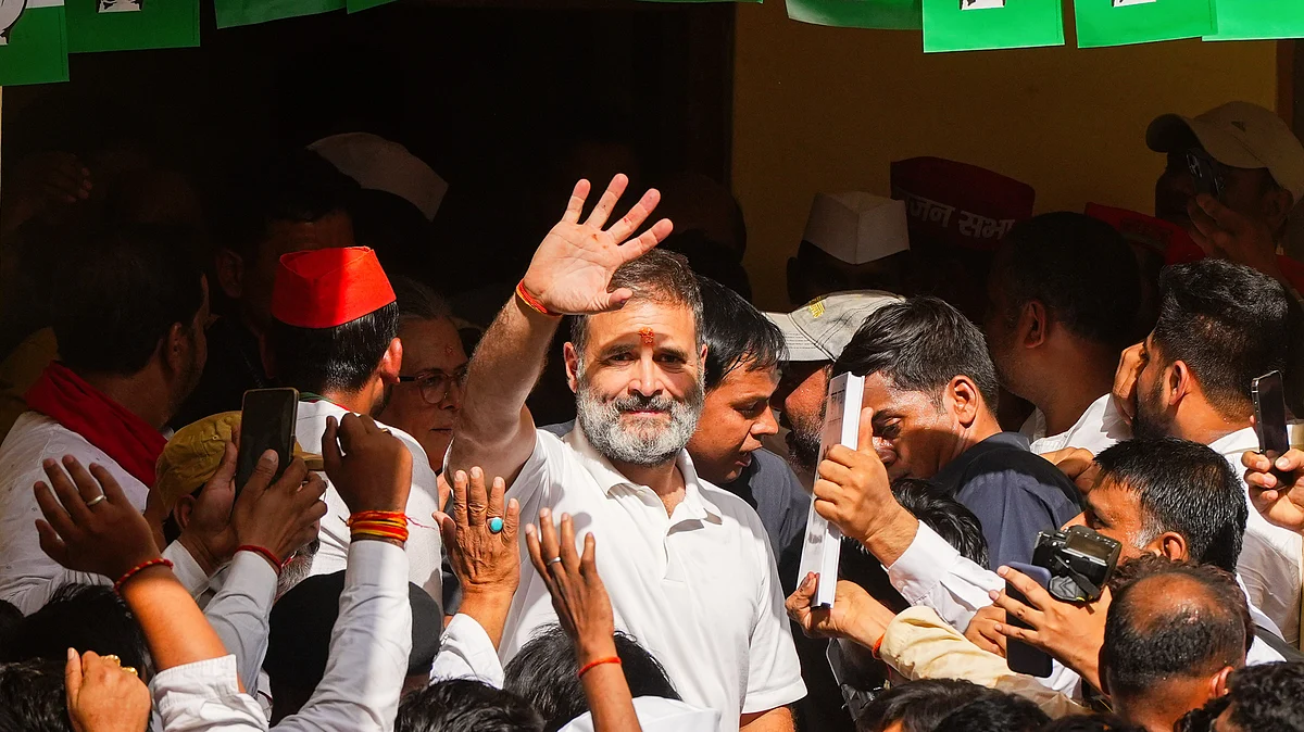 Rahul Gandhi in Raebareli, Uttar Pradesh, on 3 May (photo: PTI)