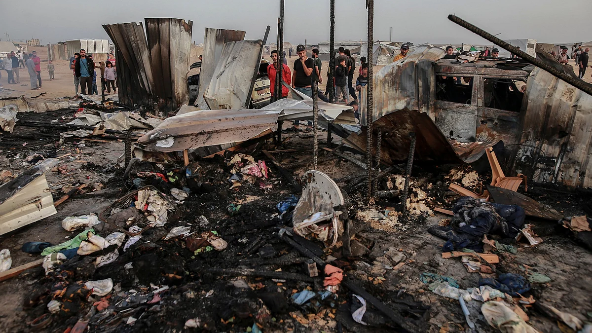 Israel's airstrike killed at least 45 Palestinians and injured many others (photo: PTI)