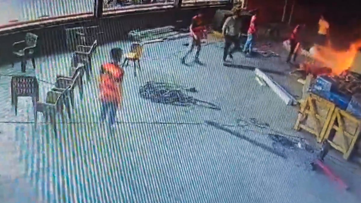 A screengrab from CCTV footage of part of the fire (source: PTI)