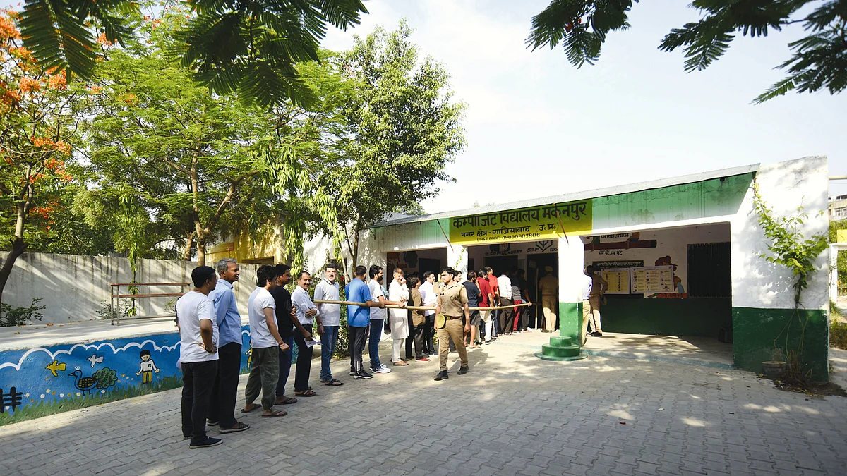 Judging from their reaction, thin voter turnouts, as seen in this booth in Ghaziabad, worry the BJP more
