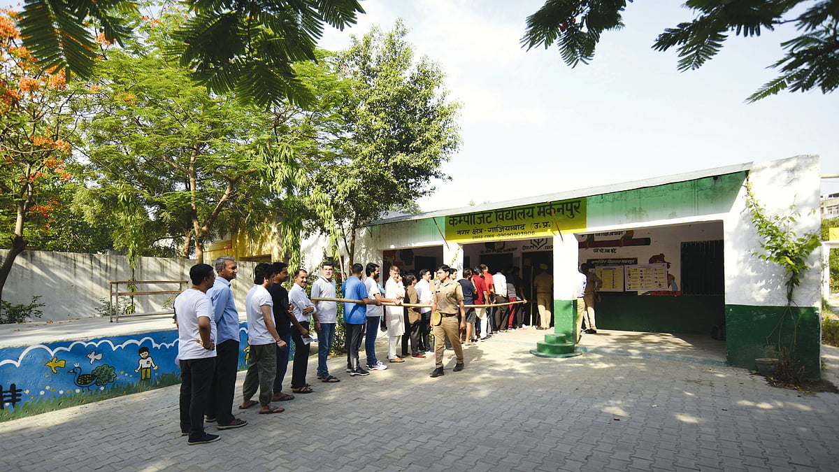 Judging from their reaction, thin voter turnouts, as seen in this booth in Ghaziabad, worry the BJP more