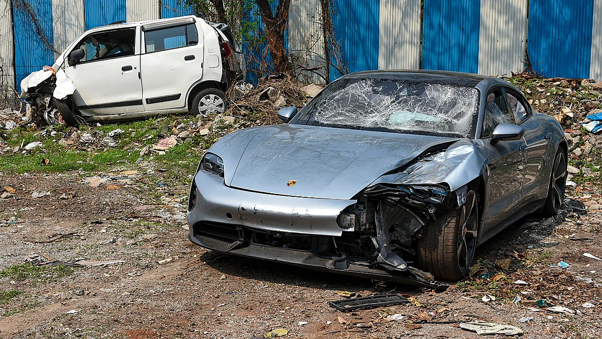 The Porsche car without the number plate in Pune (photo: PTI)