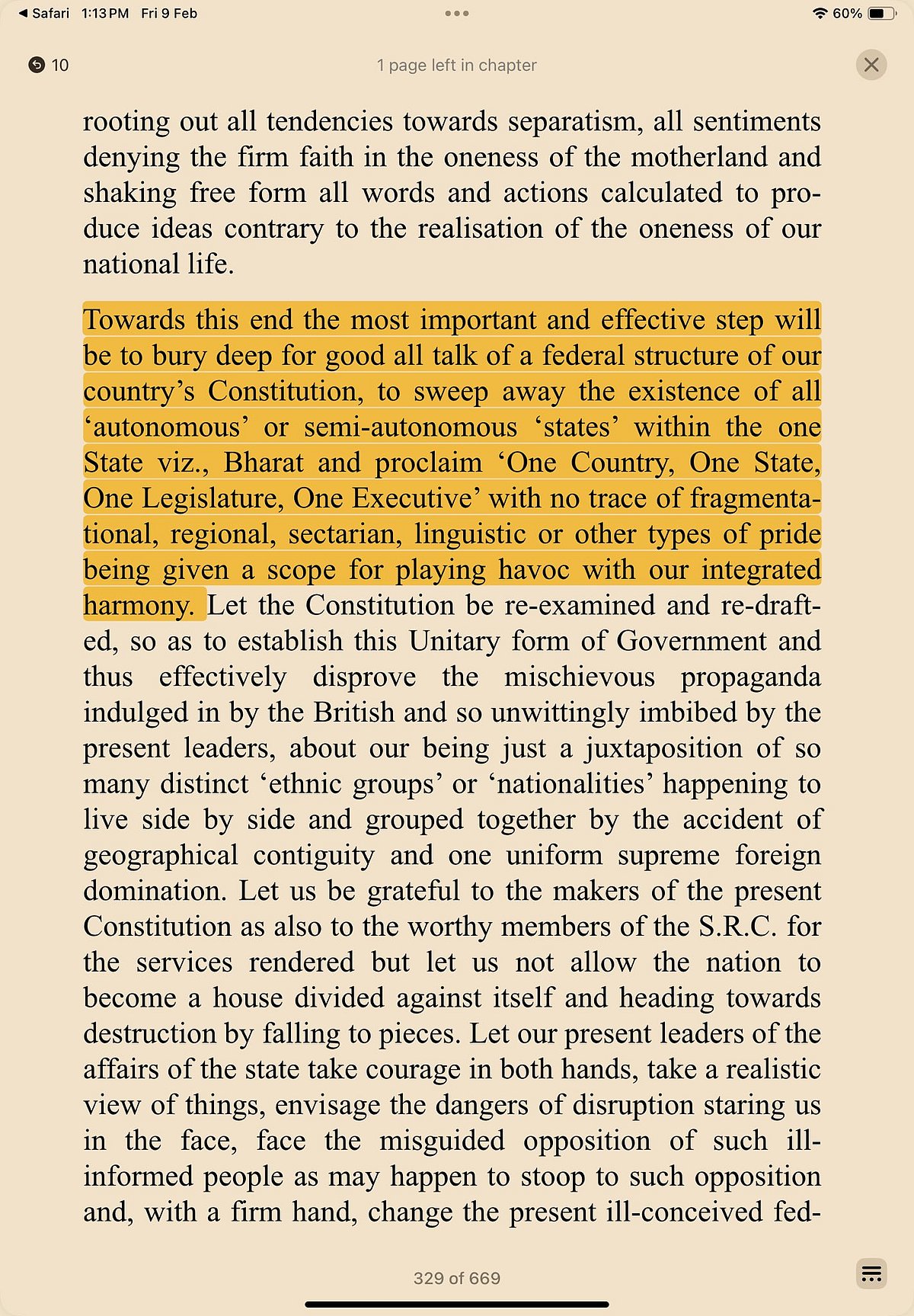 Excerpt from Golwalkar's 'Bunch of Thoughts' (photo courtesy @Aakar__Patel/X)