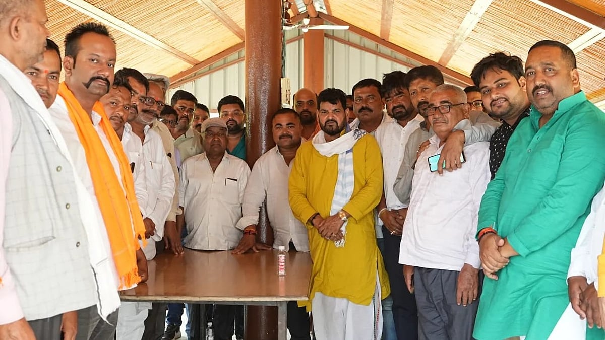 BJP MP Brij Bhushan Sharan Singh with party workers (photo: @b_bhushansharan/X)