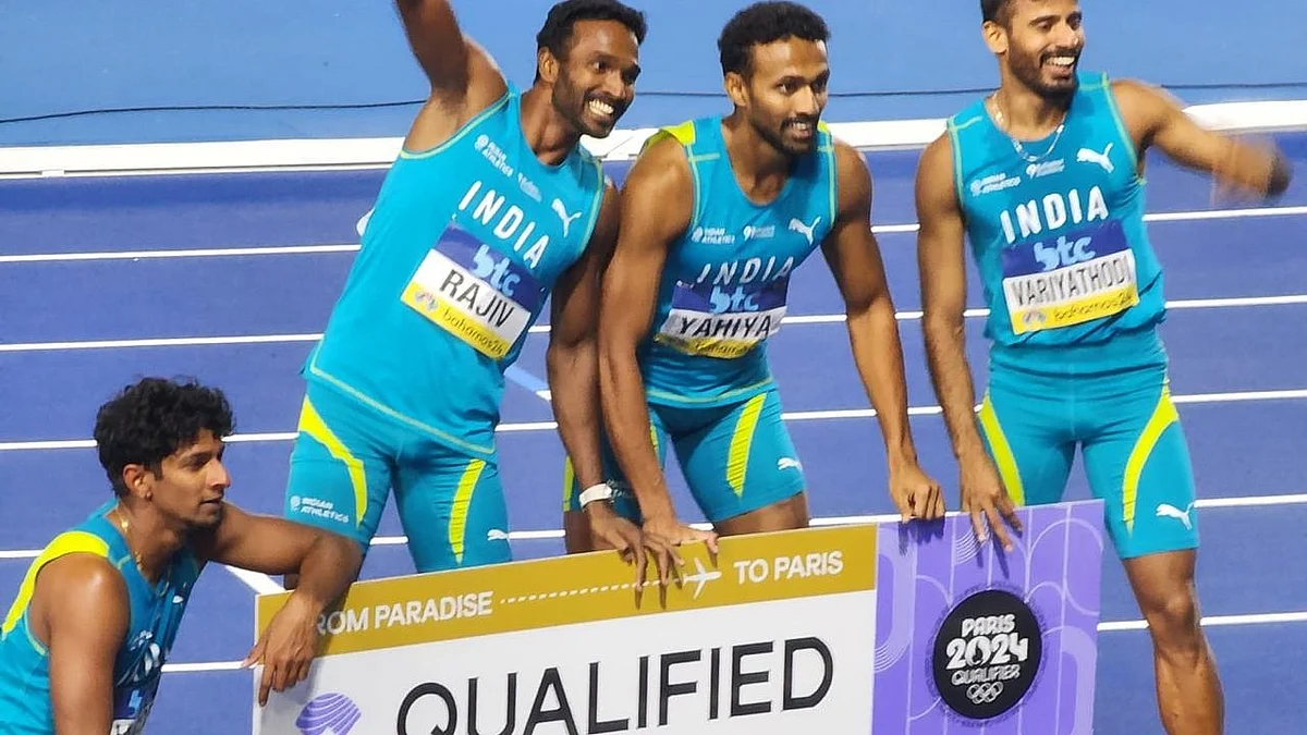 The men's relay quartet after earning a ticket to Paris (photo: SAI)