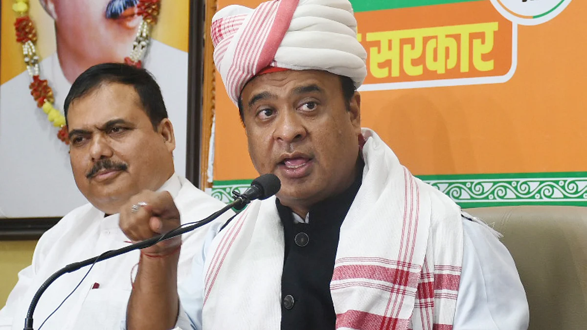 Assam CM Himanta Biswa Sarma addresses a press conference in Ranchi on 15 May (photo: PTI)