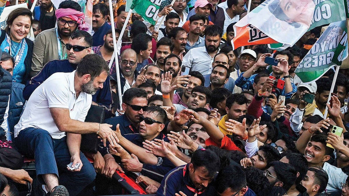 Rahul Gandhi meets youth during the Bharat Jodo Nyay Yatra in UP, February 2024