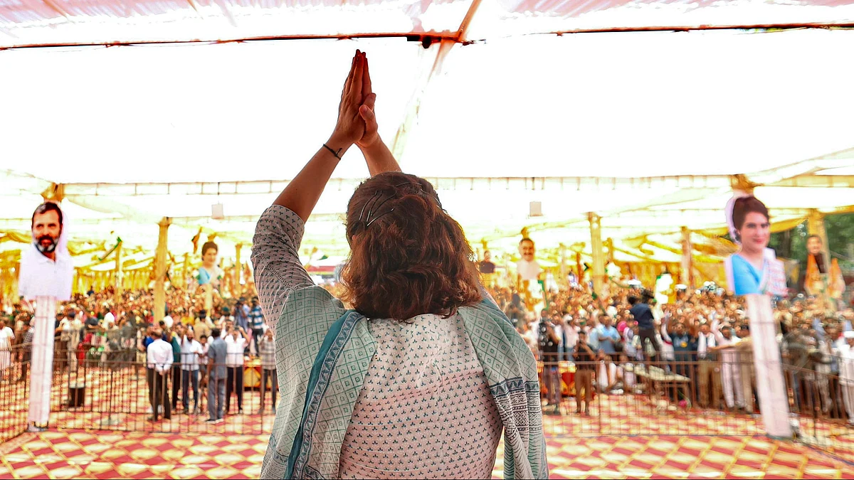 Priyanka Gandhi Vadra at a rally in Gagret, Una district, Himachal Pradesh, 28 May 2024 (photo: PTI)