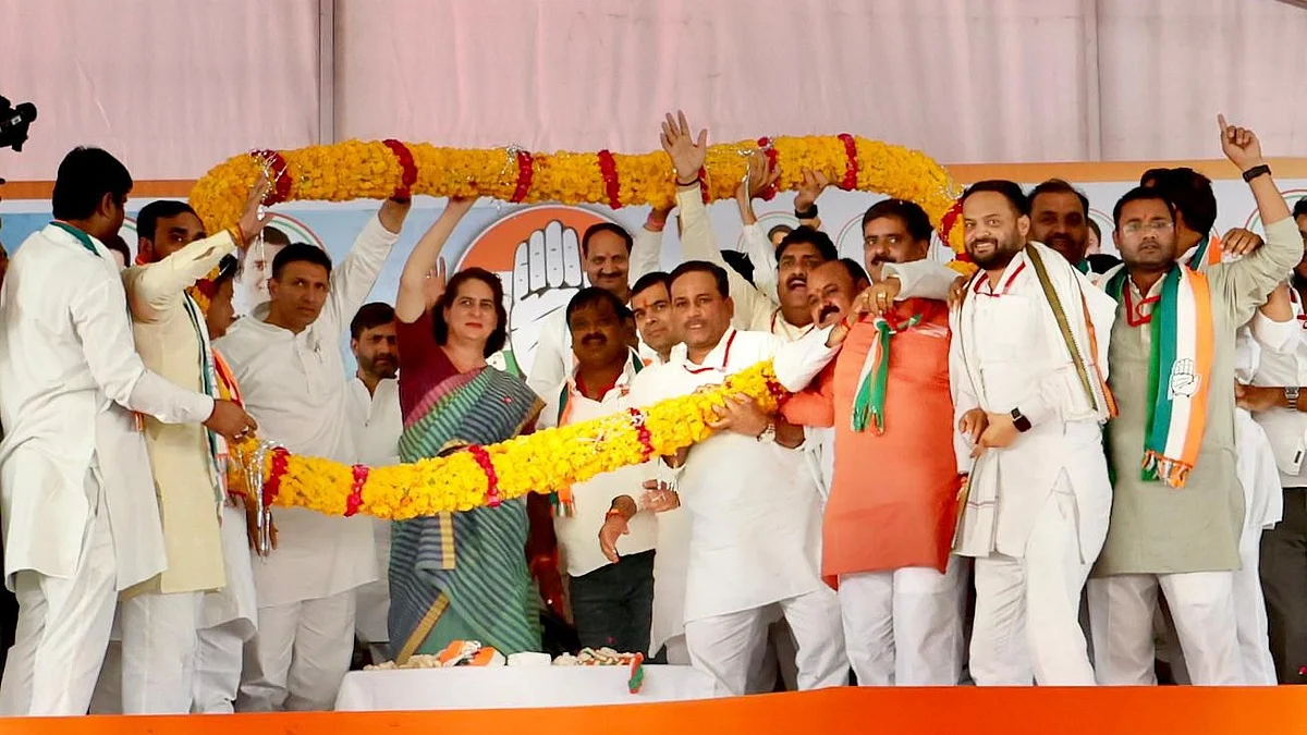 Priyanka Gandhi Vadra during  rally for Lok Sabha elections in Madhya Pradesh, Thursday, 2 May 2 (photo: @priyankagandhi/X)