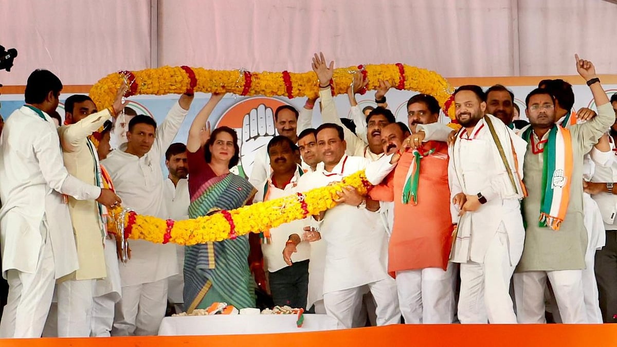 Priyanka Gandhi Vadra during  rally for Lok Sabha elections in Madhya Pradesh, Thursday, 2 May 2 (photo: @priyankagandhi/X)