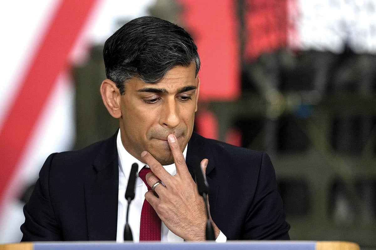 British prime minister Rishi Sunak's pondering his options? His Tory party seems set to lose the upcoming polls