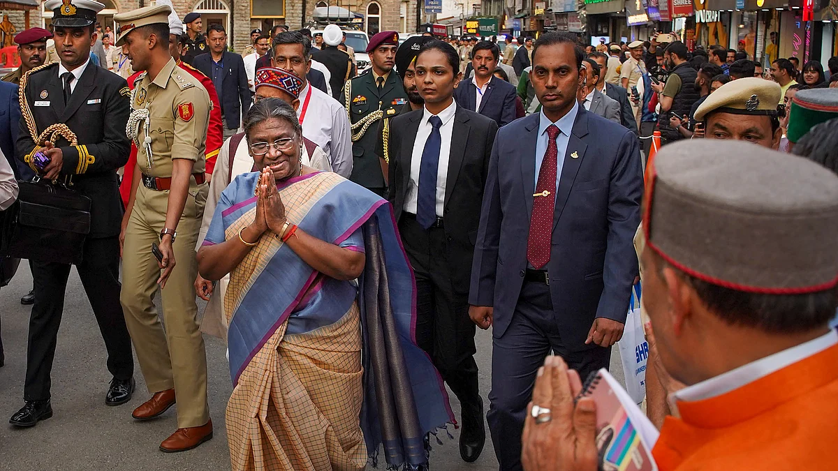 President Droupadi Murmu at Mall Road in Shimla on 7 May (photo: PTI)
