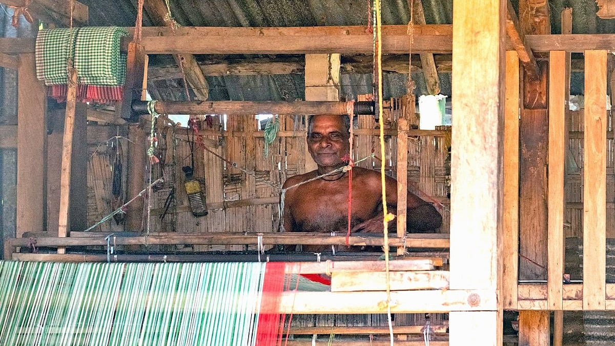 Roopchand Debnath at his loom in a Tripura village (photos: Deep Roy & Rajdeep Bhowmik)