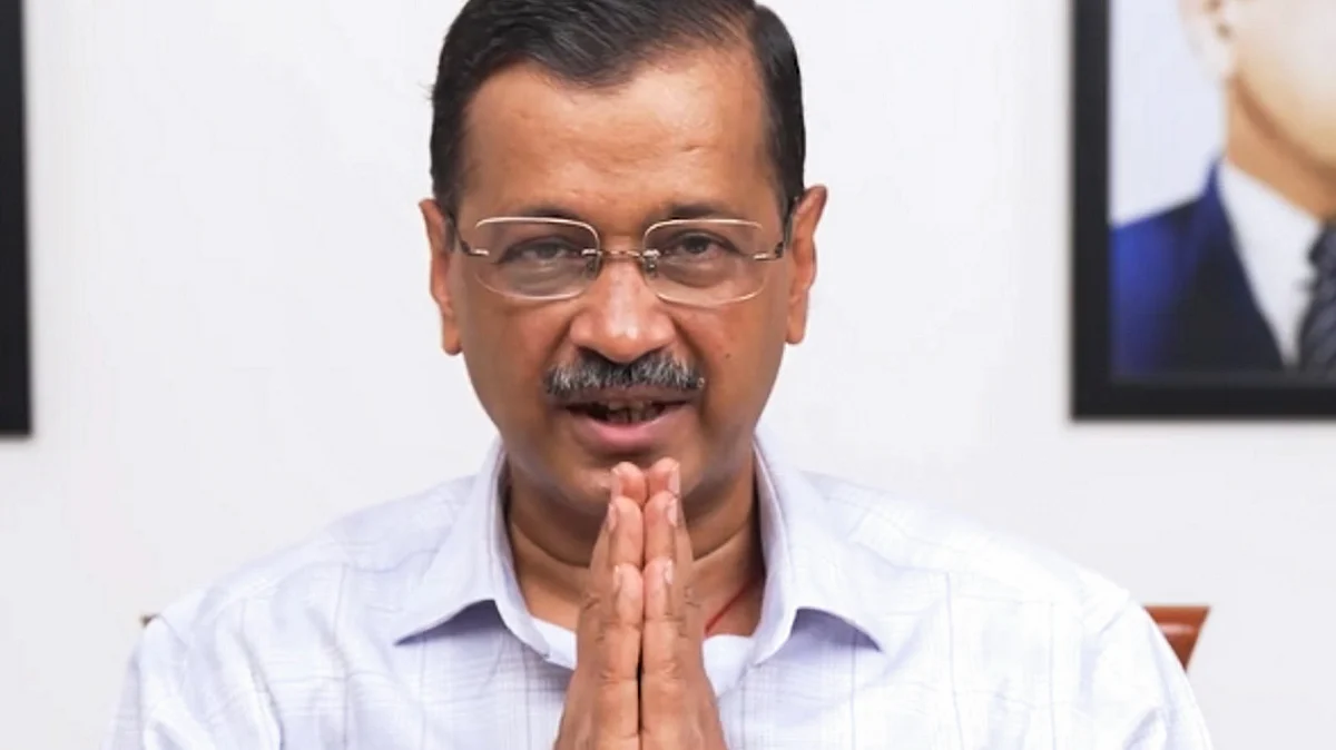 Arvind Kejriwal delivers a video message in New Delhi on 31 May (photo: PTI)