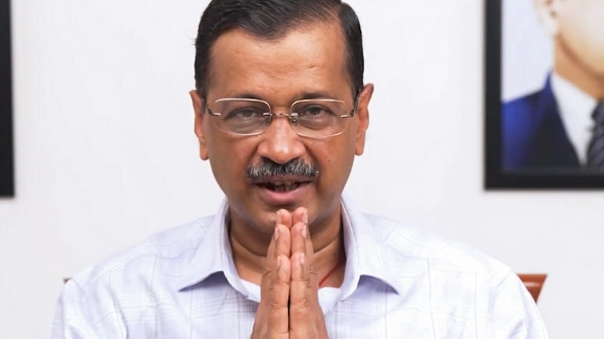 Arvind Kejriwal delivers a video message in New Delhi on 31 May (photo: PTI)