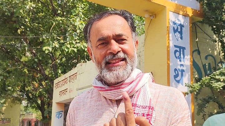 Yogendra Yadav after voting in the Lok Sabha polls 2024
