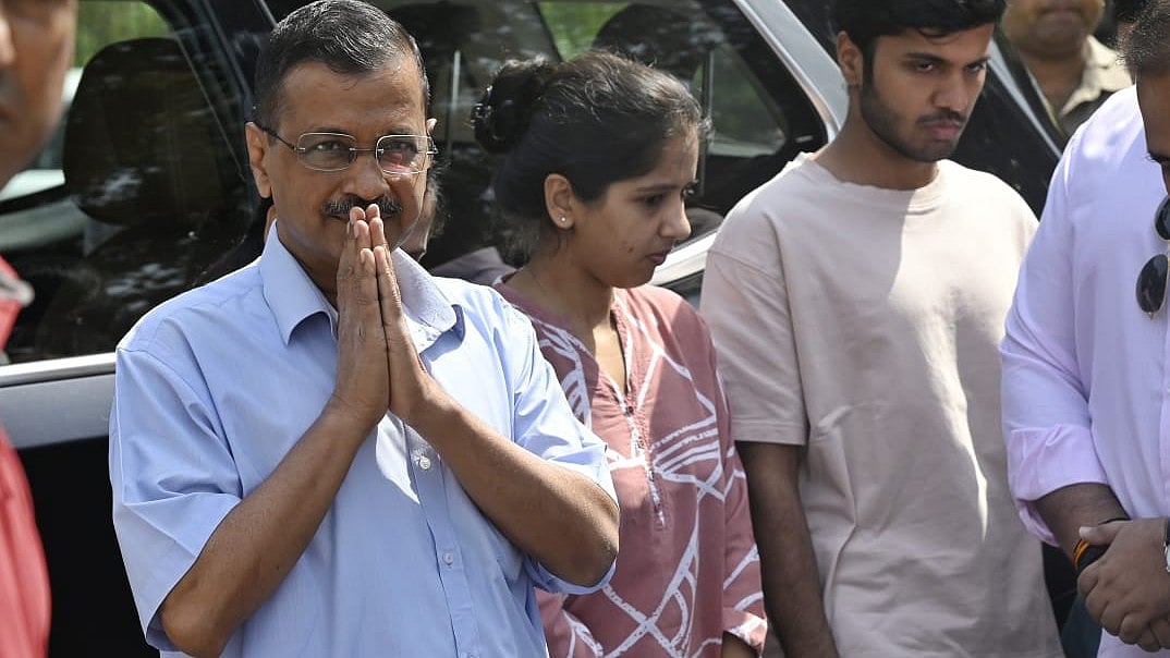 Arvind Kejriwal leaves Rajghat after paying tribute to Mahatma Gandhi