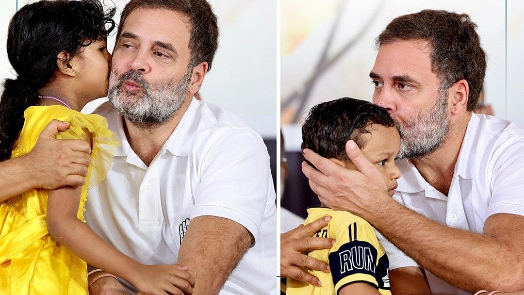 Rahul Gandhi meets some very young supporters at Wayanad (photo: @INCIndia/X)