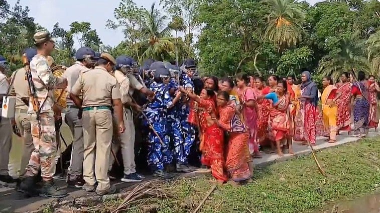 Violence erupts in Sandeshkhali again, women scuffle with police