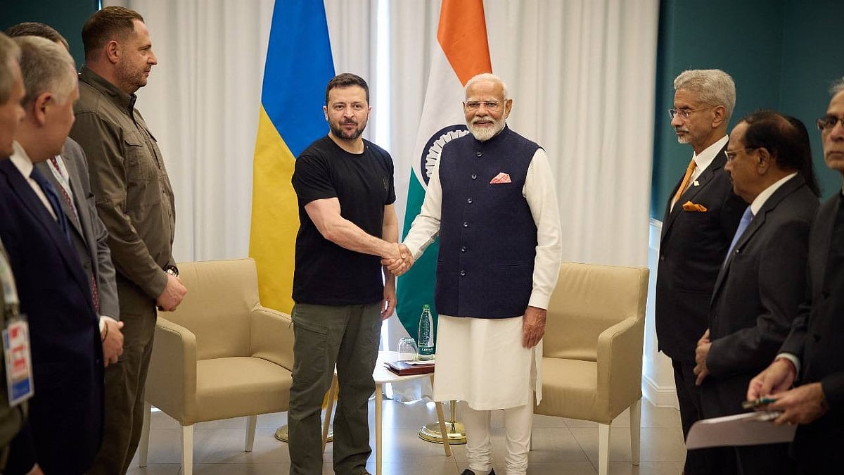 PM Modi with Volodymyr Zelensky in Italy on 14 June (photo: @MrKovalenko/x)
