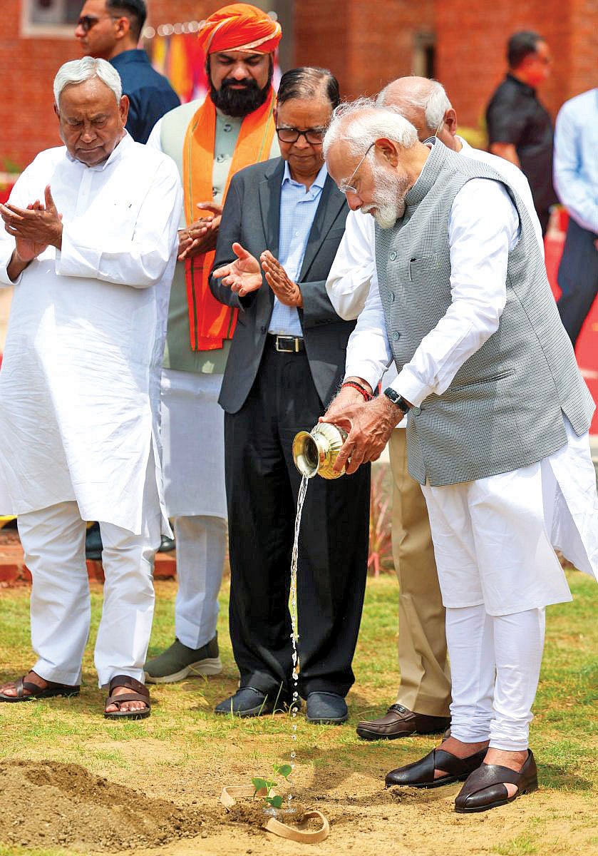 PM Modi and Bihar chief minister Nitish
Kumar inaugurating the campus in Rajgir, 19 June 2024 (file photo)