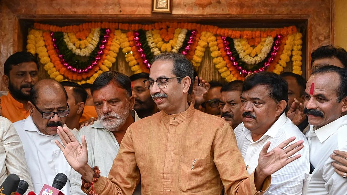 Shiv Sena chief Uddhav Thackeray speaks to media in Mumbai 